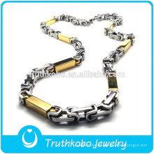 TKB-JN0046 Fashional promocional de metal de dos tonos con forma de rectángulo, collar de acero inoxidable dorado.